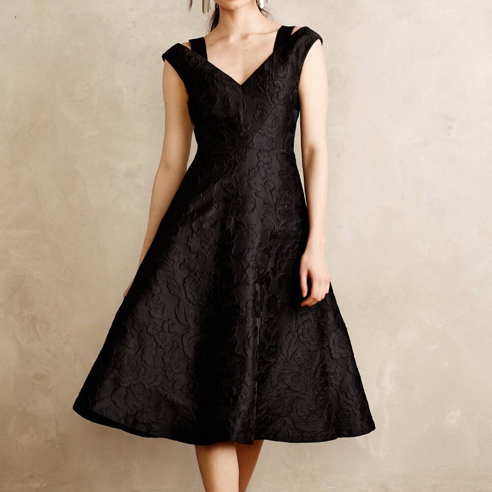 TRACY REESE NIGHT ROSE FLARED FROCK BLACK DRESS 2